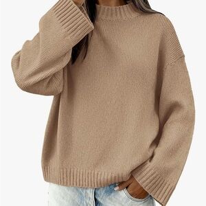 Women's Classic Tan Crewneck Oversized Sweater